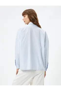 جیب دکمه ای آستین بلند پایه پیراهن با جزئیات - یاری شاپ