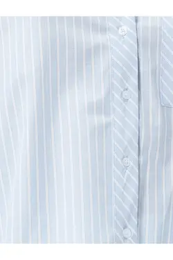 جیب دکمه ای آستین بلند پایه پیراهن با جزئیات - یاری شاپ