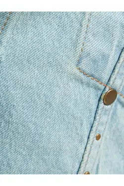 جیب های دوتایی کت جین منگنه پنبه ای با جزئیات - یاری شاپ