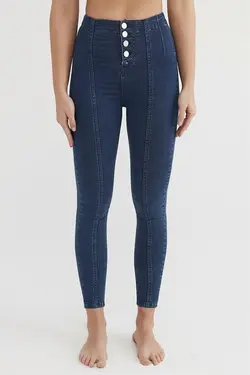 جین جین دکمه آبی جزئیات شکل دهنده Jegging Tayt - یاری شاپ