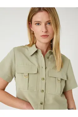 در فضای باز پیراهن برش دکمه جیبی - یاری شاپ