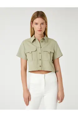 در فضای باز پیراهن برش دکمه جیبی - یاری شاپ