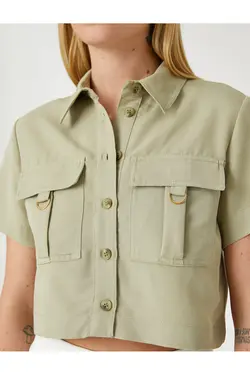 در فضای باز پیراهن برش دکمه جیبی - یاری شاپ
