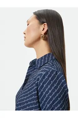 دکمه آستین بلند پیراهن برش چاپ شده - یاری شاپ