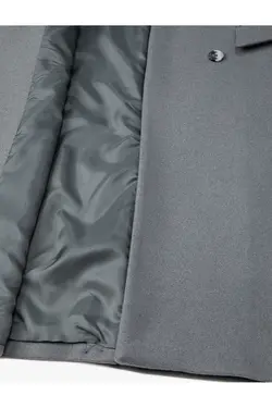 دکمه های دو سینه خز مصنوعی قابل جابجایی کت بلند - یاری شاپ