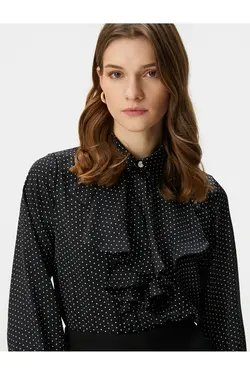 دکمه های سنگی براق یقه پیراهن خال خالی - یاری شاپ