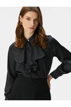 دکمه های سنگی براق یقه پیراهن خال خالی - یاری شاپ