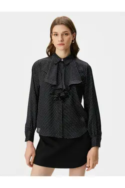 دکمه های سنگی براق یقه پیراهن خال خالی - یاری شاپ