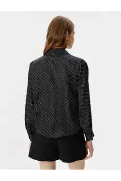 دکمه های سنگی براق یقه پیراهن خال خالی - یاری شاپ