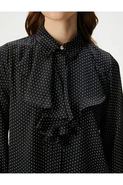 دکمه های سنگی براق یقه پیراهن خال خالی - یاری شاپ