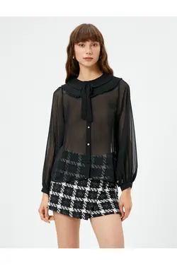 روبان پیراهن یقه کودک پارچه ابریشمی آستین بلند - یاری شاپ