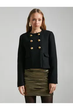 ژاکت Tweed Crop یقه گرد - یاری شاپ