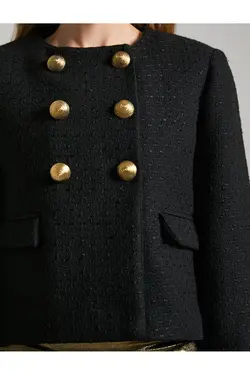 ژاکت Tweed Crop یقه گرد - یاری شاپ