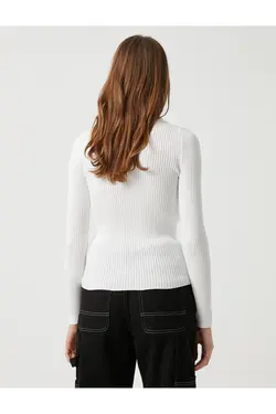 ژاکت بافتنی یقه پولو ژاکت بندکشی آجدار اسنپ برش باریک - یاری شاپ