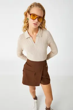 ژاکت بژ زنانه 3WAL90046HT - یاری شاپ