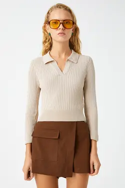 ژاکت بژ زنانه 3WAL90046HT - یاری شاپ