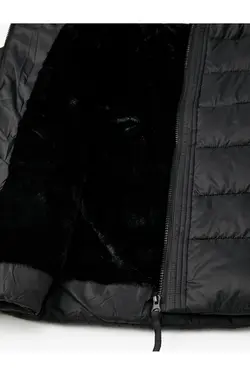 ژاکت پفی کوتاه با کمربند و کلاه قابل جابجایی - یاری شاپ