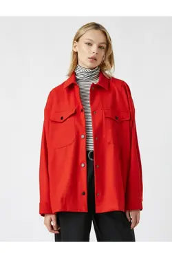 ژاکت جیبی اسنپ قرمز زنانه 3wak60007pw - یاری شاپ