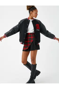 ژاکت خلبانی با جزئیات کاربردی ظاهر چرمی - یاری شاپ