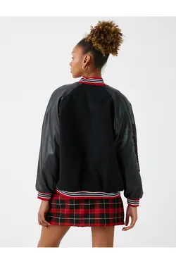 ژاکت خلبانی با جزئیات کاربردی ظاهر چرمی - یاری شاپ