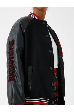 ژاکت خلبانی با جزئیات کاربردی ظاهر چرمی - یاری شاپ