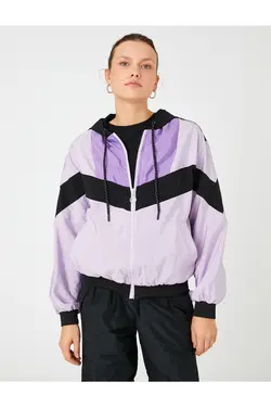 ژاکت خلبانی بلوک رنگی زیپ دار با جیب - یاری شاپ