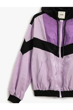 ژاکت خلبانی بلوک رنگی زیپ دار با جیب - یاری شاپ