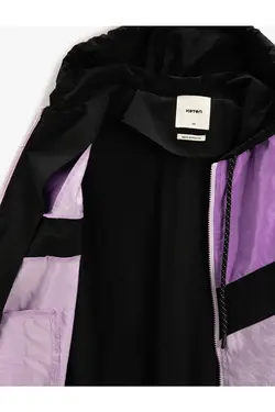 ژاکت خلبانی بلوک رنگی زیپ دار با جیب - یاری شاپ