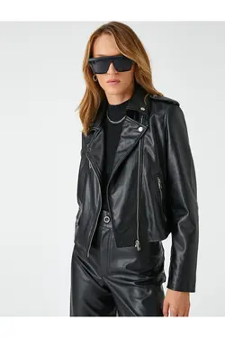 ژاکت دوچرخه‌سواری چرمی با زیپ - یاری شاپ