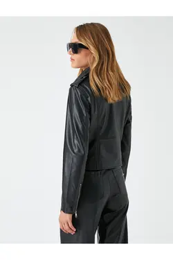 ژاکت دوچرخه‌سواری چرمی با زیپ - یاری شاپ