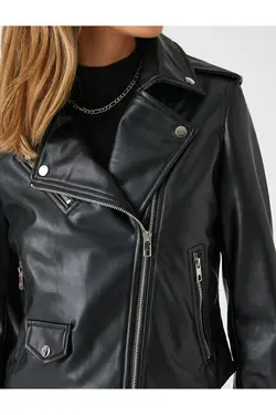 ژاکت دوچرخه‌سواری چرمی با زیپ - یاری شاپ