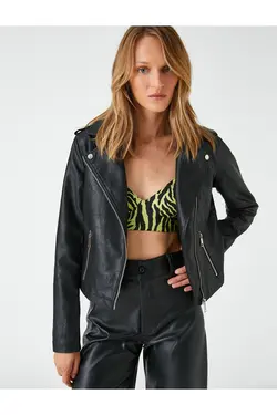 ژاکت دوچرخه‌سواری چرمی با زیپ - یاری شاپ