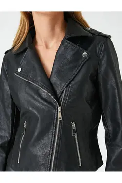 ژاکت دوچرخه‌سواری چرمی با زیپ - یاری شاپ