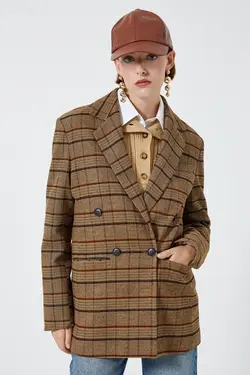 ژاکت کت و شلوار جیبی دو سینه زنانه 4WAK50175UW - یاری شاپ