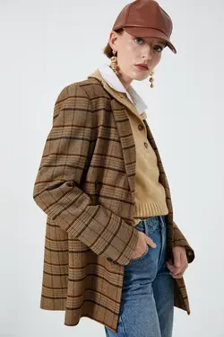 ژاکت کت و شلوار جیبی دو سینه زنانه 4WAK50175UW - یاری شاپ