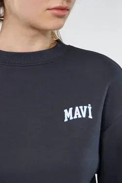 سوئیشرت با لوگوی آبی زنانه با چاپ خاکستری 1611601-70763 - یاری شاپ