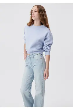 سویشرت Crew Neck Blue Basic Crop 1611147-85385 - یاری شاپ