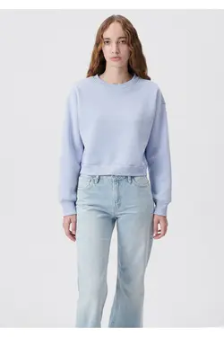 سویشرت Crew Neck Blue Basic Crop 1611147-85385 - یاری شاپ