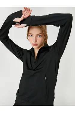 سویشرت اسپرت بلند یقه پایه نیم زیپ - یاری شاپ