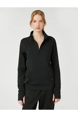 سویشرت اسپرت بلند یقه پایه نیم زیپ - یاری شاپ