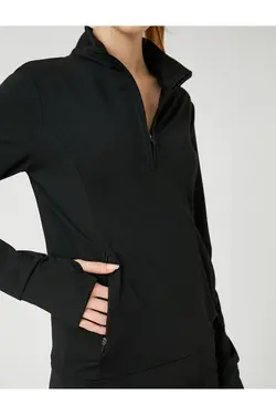 سویشرت اسپرت بلند یقه پایه نیم زیپ - یاری شاپ