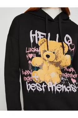 سویشرت چاپ شده با سرپوش با پشم در داخل - یاری شاپ