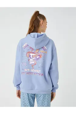 سویشرت چاپ شده پشت با سایز بزرگ با پشم در داخل - یاری شاپ