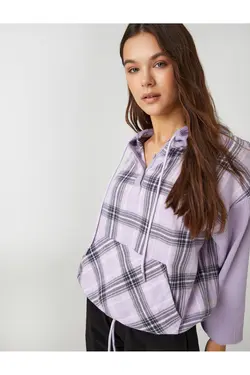 سویشرت سایز بزرگ با آستین بلند کمر الاستیک کلاهدار - یاری شاپ