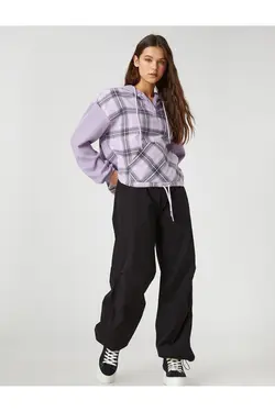 سویشرت سایز بزرگ با آستین بلند کمر الاستیک کلاهدار - یاری شاپ