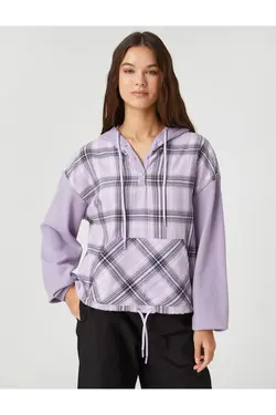 سویشرت سایز بزرگ با آستین بلند کمر الاستیک کلاهدار - یاری شاپ