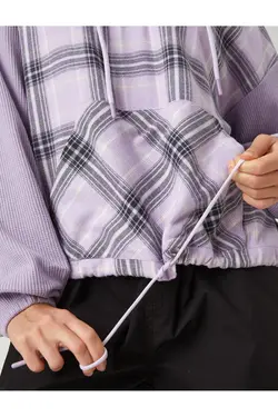 سویشرت سایز بزرگ با آستین بلند کمر الاستیک کلاهدار - یاری شاپ