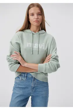 سویشرت سبز کلاهدار چاپ لوگو 168334-71464 - یاری شاپ