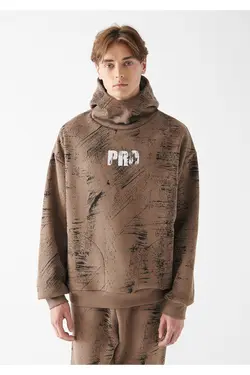 سویشرت قهوه ای کلاهدار Pro Printed 0611047-70389 - یاری شاپ