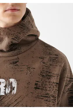 سویشرت قهوه ای کلاهدار Pro Printed 0611047-70389 - یاری شاپ